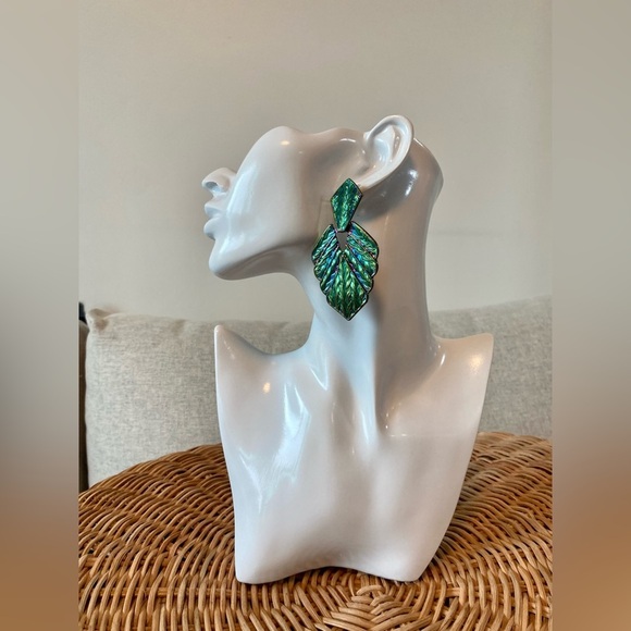 Iridescent Metal Statement Earrings - Picture 7 of 10